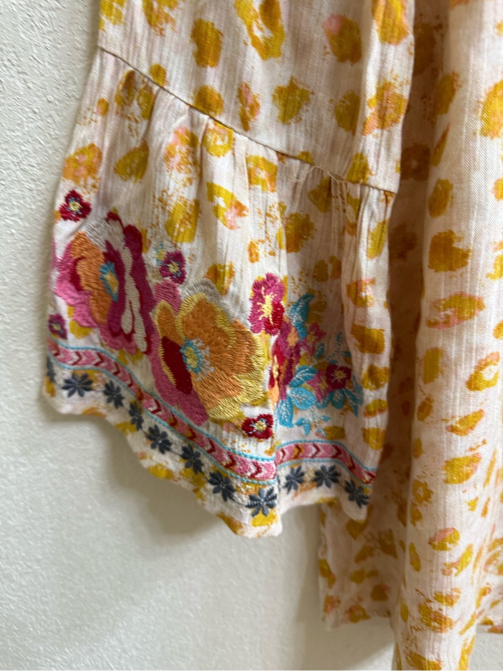 Savanna Jane Cream Tunic with Pink, Yellow & Teal Floral Embroidery - Picture 5 of 10